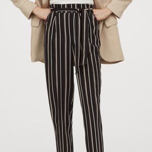 H&M - Black And Tan Stripe Paper Bag Pants Size 4